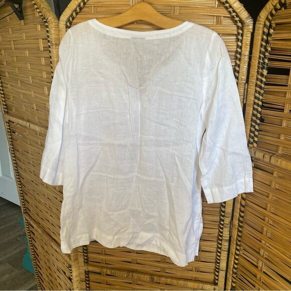J. Jill White Linen Tunic 3/4 Sleeve small staple classic breathable - Picture 6 of 8